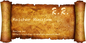 Reicher Rusztem névjegykártya